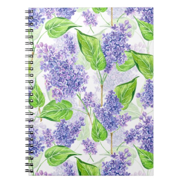 Watercolor lilac flowers notebook (Front)