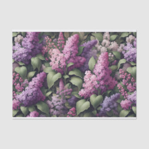 Watercolor Lilac Flowers Pattern Decoupage Tissue Paper