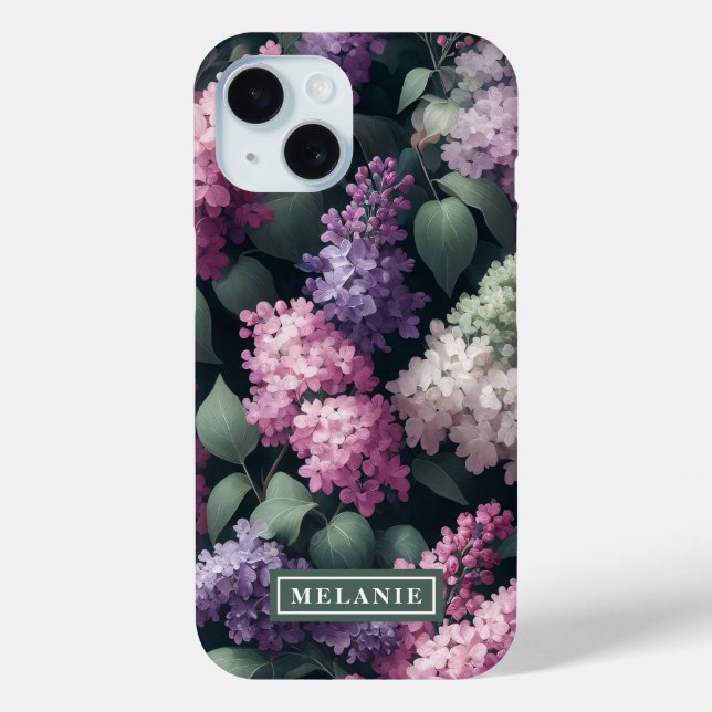 Watercolor Lilac Flowers Personalised Case-Mate iPhone Case (Back)
