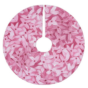 Watercolor lilac flowers: pink floral background brushed polyester tree skirt