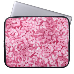 Watercolor lilac flowers: pink floral background laptop sleeve