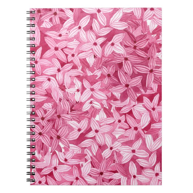 Watercolor lilac flowers: pink floral background notebook (Front)