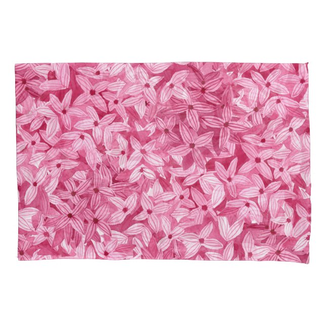 Watercolor lilac flowers: pink floral background pillowcase (Front)