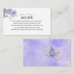 Watercolor Lilac flowers Please Bring A Recipe car Enclosure Card