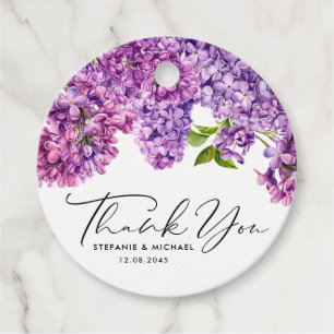 Watercolor Lilac Flowers Spring Wedding Thank You Favour Tags