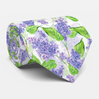 Watercolor lilac flowers tie