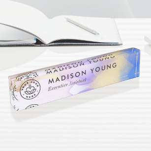 Watercolor Lilac Gold Luxury Personalised Nameplate