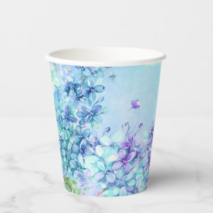Watercolor Lilac Green Blue Purple Seafoam Paper Cups