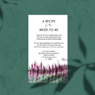 Watercolor lilac lavender BridalShower Recipe Card