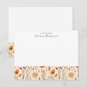 Watercolor Lilac Orange Wildflowers Script Card