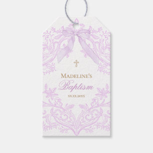  watercolor lilac purple Baptism Gift Tags