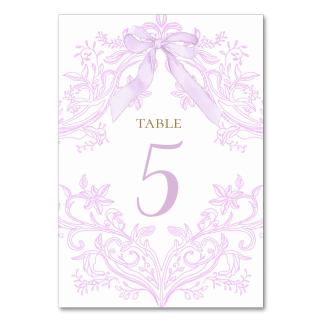  watercolor lilac purple design table number (Front)