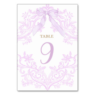  watercolor lilac purple elegant table number