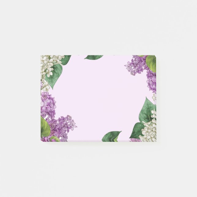 Watercolor Lilac Shrub Garden Flowers Art Post-it Notes (Front)