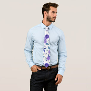 Watercolor Lilacs and Roses Tie