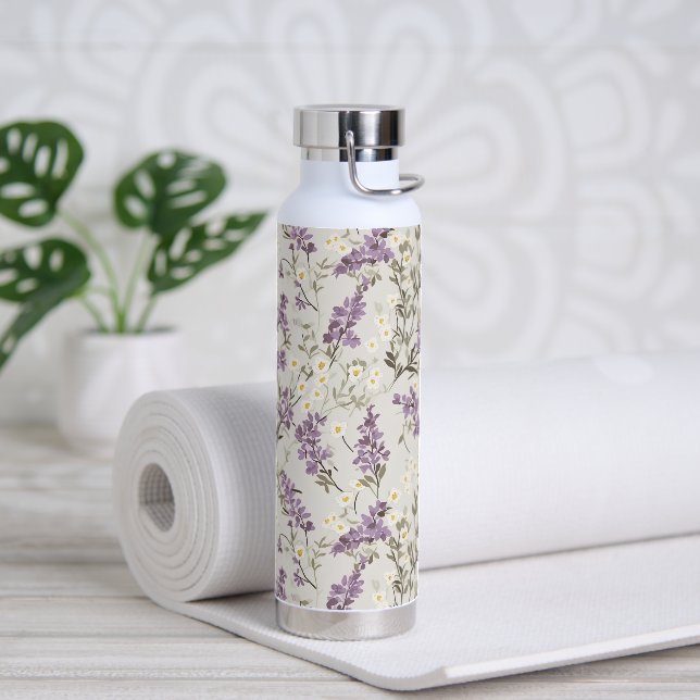 Watercolor Lilacs Design Water Bottle (Yoga)