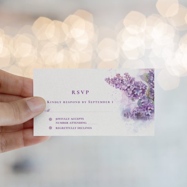 Watercolor Lilacs Spring Summer Wedding RSVP Enclosure Card (Creator Uploaded)