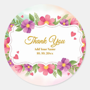 Watercolor Lily Grace Floral Stationery Thank You Classic Round Sticker