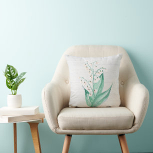 Watercolor Lily of the Valley Bouquet Cushion