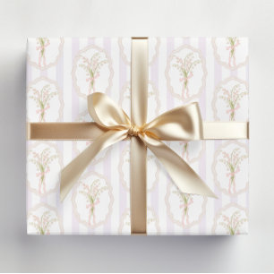 Watercolor Lily of The Valley Floral Pattern Wrapping Paper Sheet