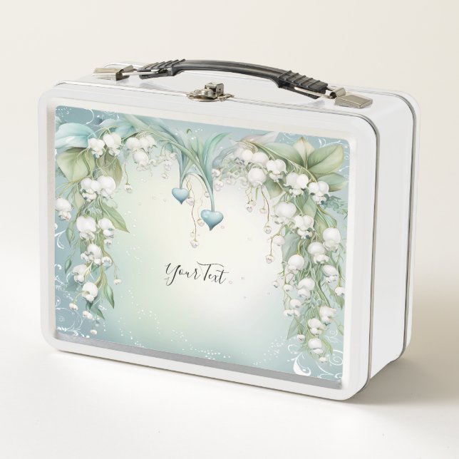 Watercolor Lily of the Valley Metal Lunchbox (Front)
