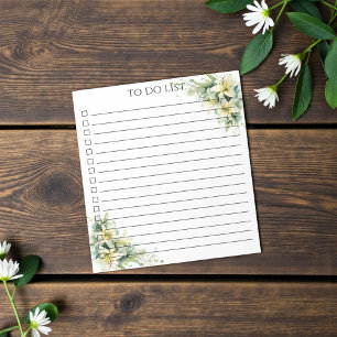 Watercolor Lily To Do List Modern Boho Chic Notepad
