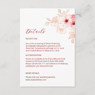 Watercolor Line Art Cherry Blossom Details Enclosure Card