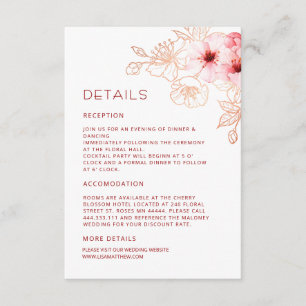 Watercolor Line Art Cherry Blossom Details Enclosure Card