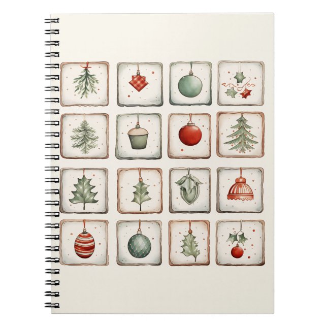 Watercolor Lineart Christmas Pattern Notebook (Front)