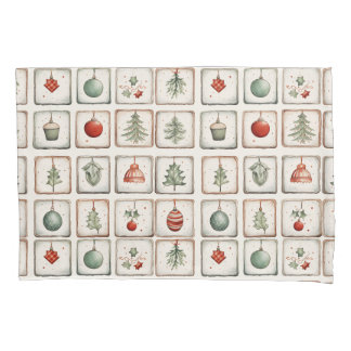 Watercolor Lineart Christmas Pattern Pillowcase