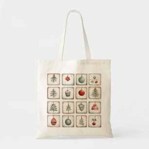 Watercolor Lineart Christmas Pattern Tote Bag
