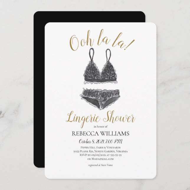 Watercolor Lingerie Shower Bridal Shower Invitation (Front/Back)