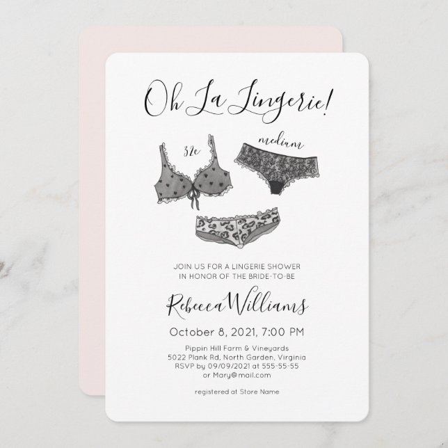 Watercolor Lingerie Shower Bridal Shower  Invitation (Front/Back)