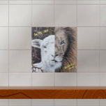 Watercolor Lion and Lamb customisable Tile<br><div class="desc">My daughter Emily painted the watercolor depicting Jesus as the Lamb of God and the Lion of the Tribe of Judah. The original painting hangs in our home and reminds us of our Saviour and King. May this lion and lamb ceramic tile do the same for you and your loved...</div>