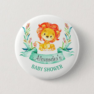 Watercolor Lion Baby Shower 6 Cm Round Badge