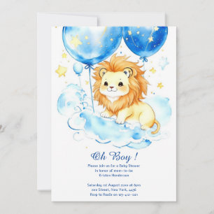 Watercolor Lion Baby Shower Invitation