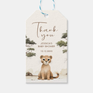 Watercolor Lion Baby Shower Thank You Gift Tag