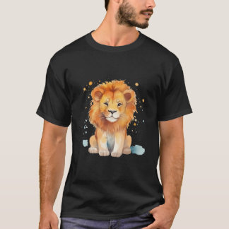 Watercolor Lion Cute Colourful Lion Lover Retro Ar T-Shirt