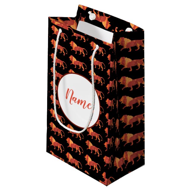 Watercolor Lion  Drawing Small Gift Bag (Front Angled)