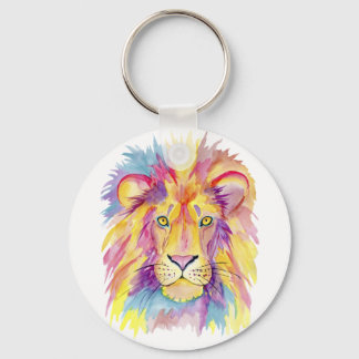 Watercolor Lion Head Key Ring
