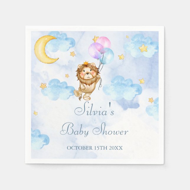 Watercolor Lion jungle animal baby boy shower  Napkin (Front)