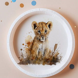 Watercolor Lion King`s Party Paper Plates