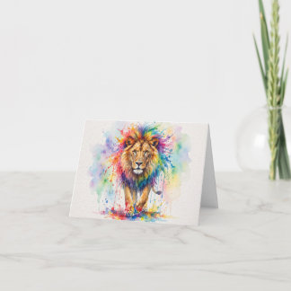 Watercolor Lion Portrait Greeting Card