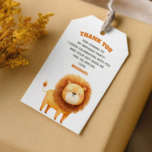 Watercolor Lion Safari 1st Birthday Thank You  Gift Tags