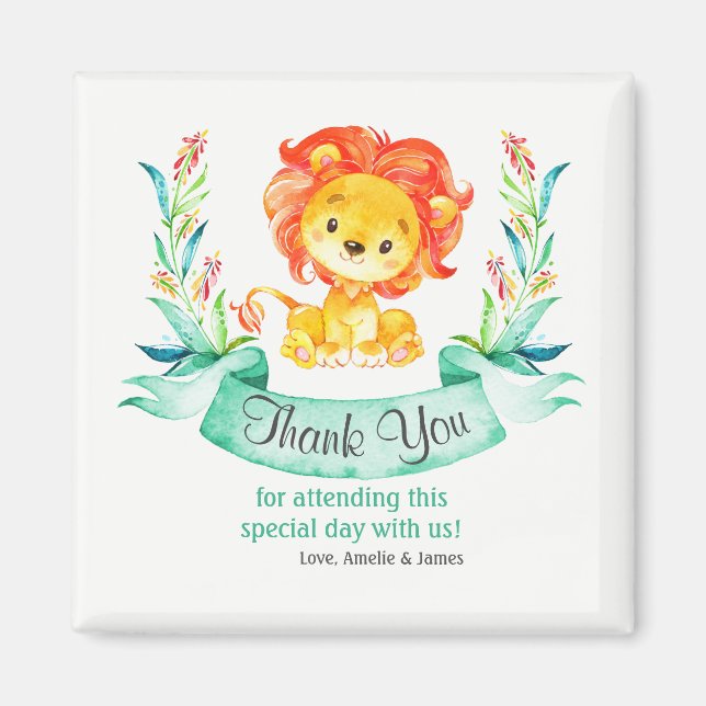 Watercolor Lion Thank You Magnet (Front)