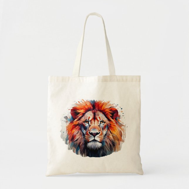 Watercolor Lion Tote Bag (Front)