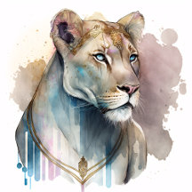 Watercolor Lioness 3