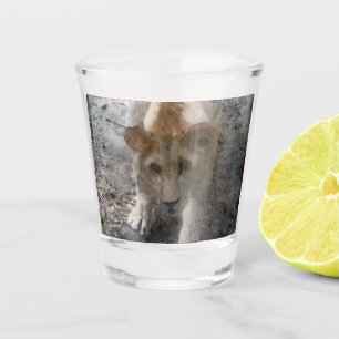 Watercolor Lioness Shot Glass