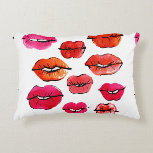 Watercolor lips pattern decorative cushion
