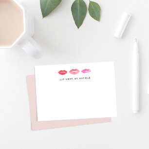 Watercolor Lips Personalised Flat Notecards